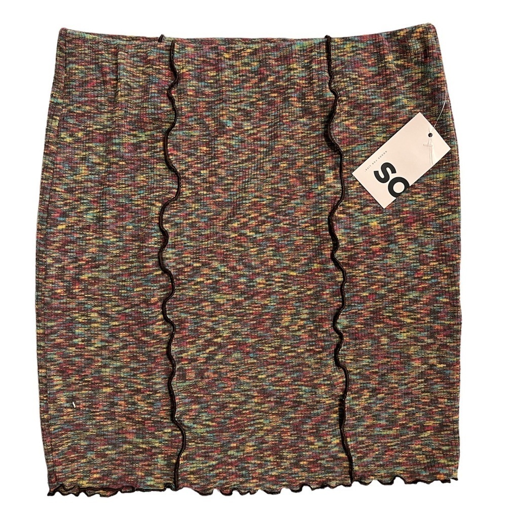 NWT Multicolor Ribbed Mini Skirt with Black Trim